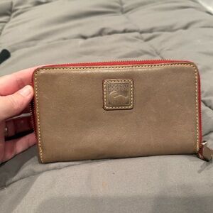 Dooney & Bourke Tan Wallet with Red Accents